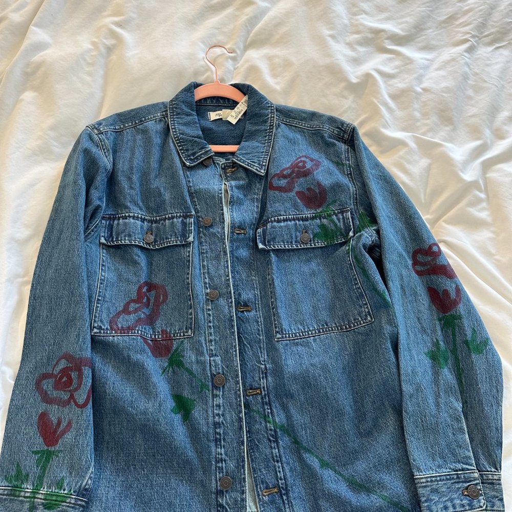 Madewell Denim Shirt Jacket with Roses